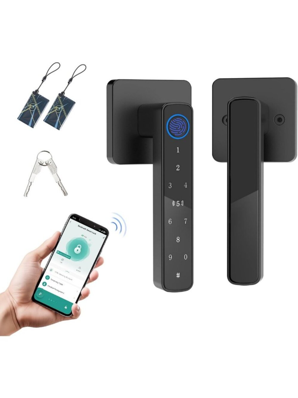 Smart Fingerprint Door Lock - Keyless Entry, Biometric Knob with App & Backup